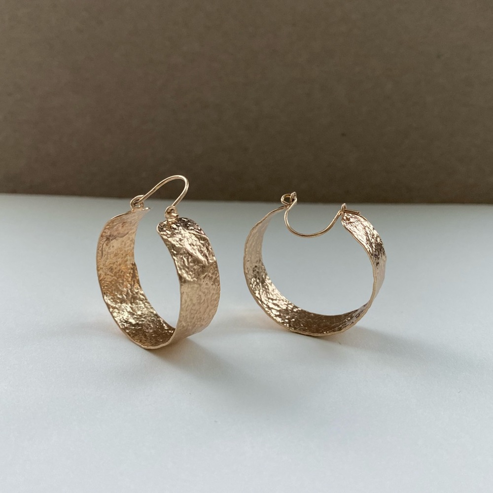Hammered Gold Hoops